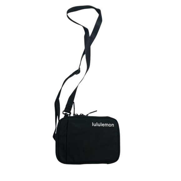 Lululemon Easy Access Black Crossbody Bag White Logo - Picture 2 of 8
